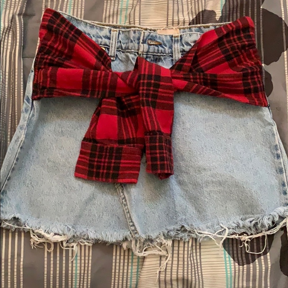 Unique Flannel belted Skirt